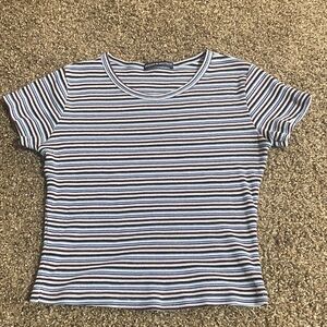 Brandy Striped Short Sleeve Cropped Top